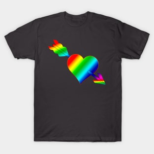 Rainbow Heart pierced with an arrow T-Shirt